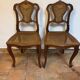 Paire de chaises style Louis XV en bois et cannage