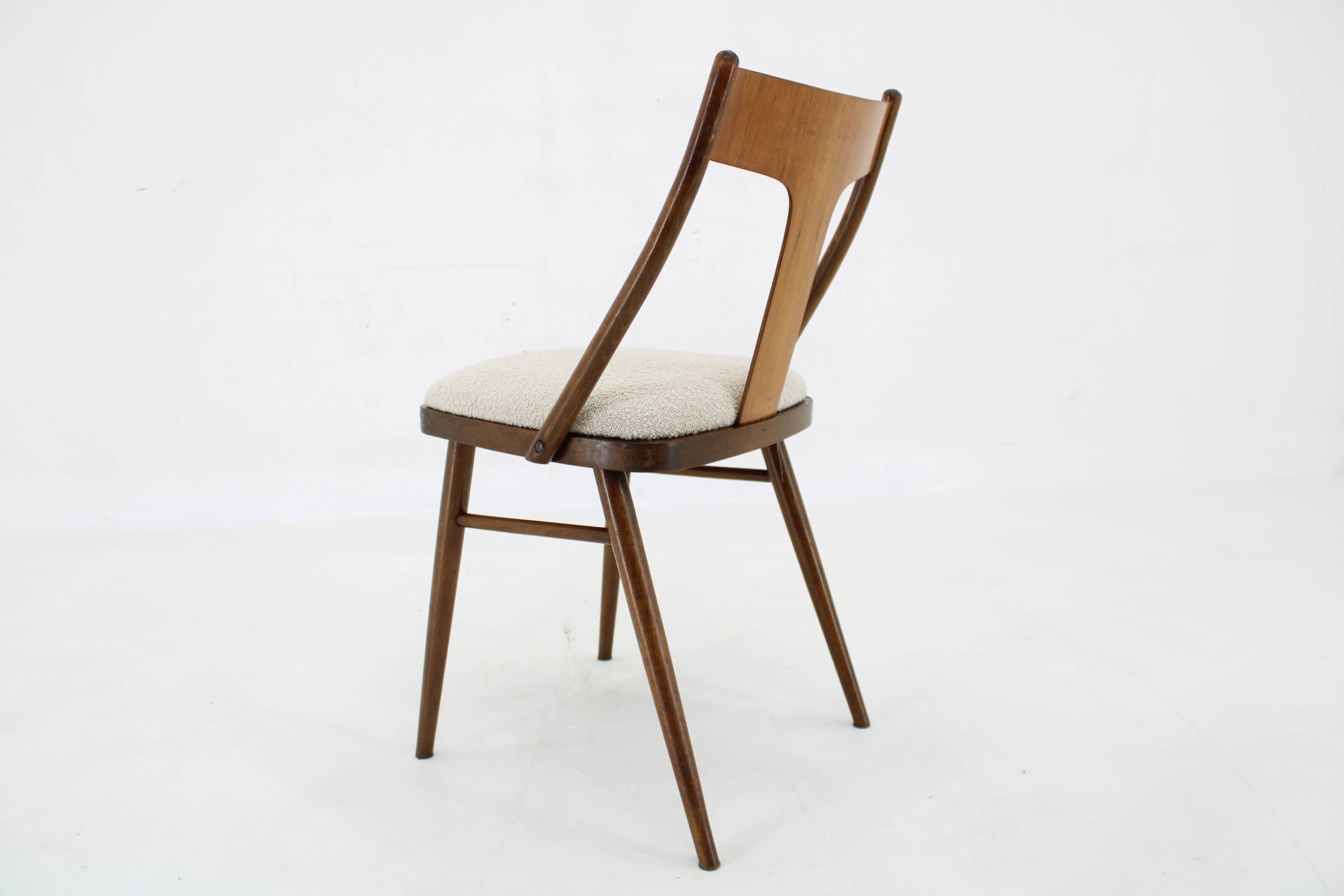 1950s Set of 4 Dining Chairs in Walnut Finish, Czechoslovakia