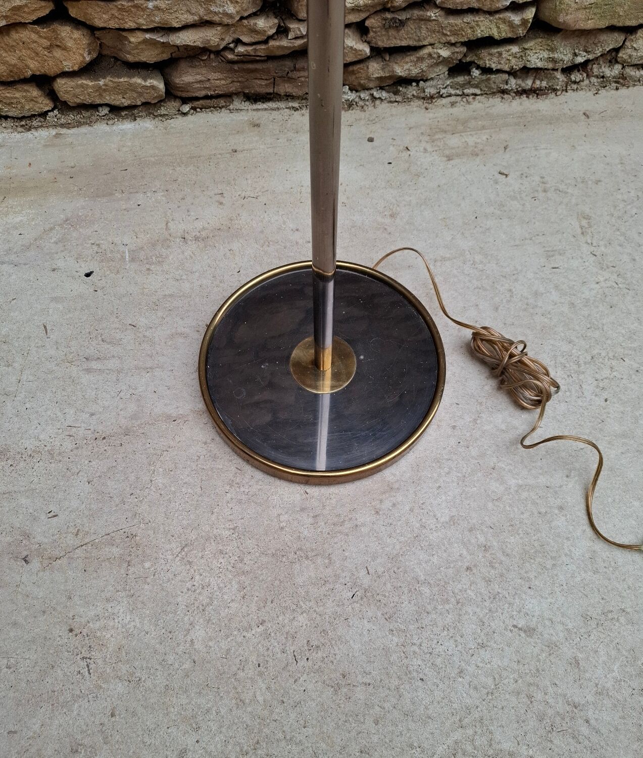 Chrome and brass floor lamp