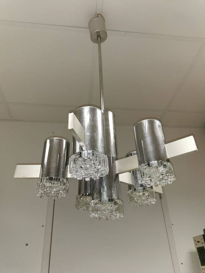 Design chandelier SCIOLARI . Vintage lamp 70s space age