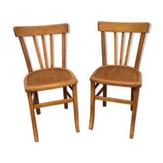 Paire de chaises en bois troquet
