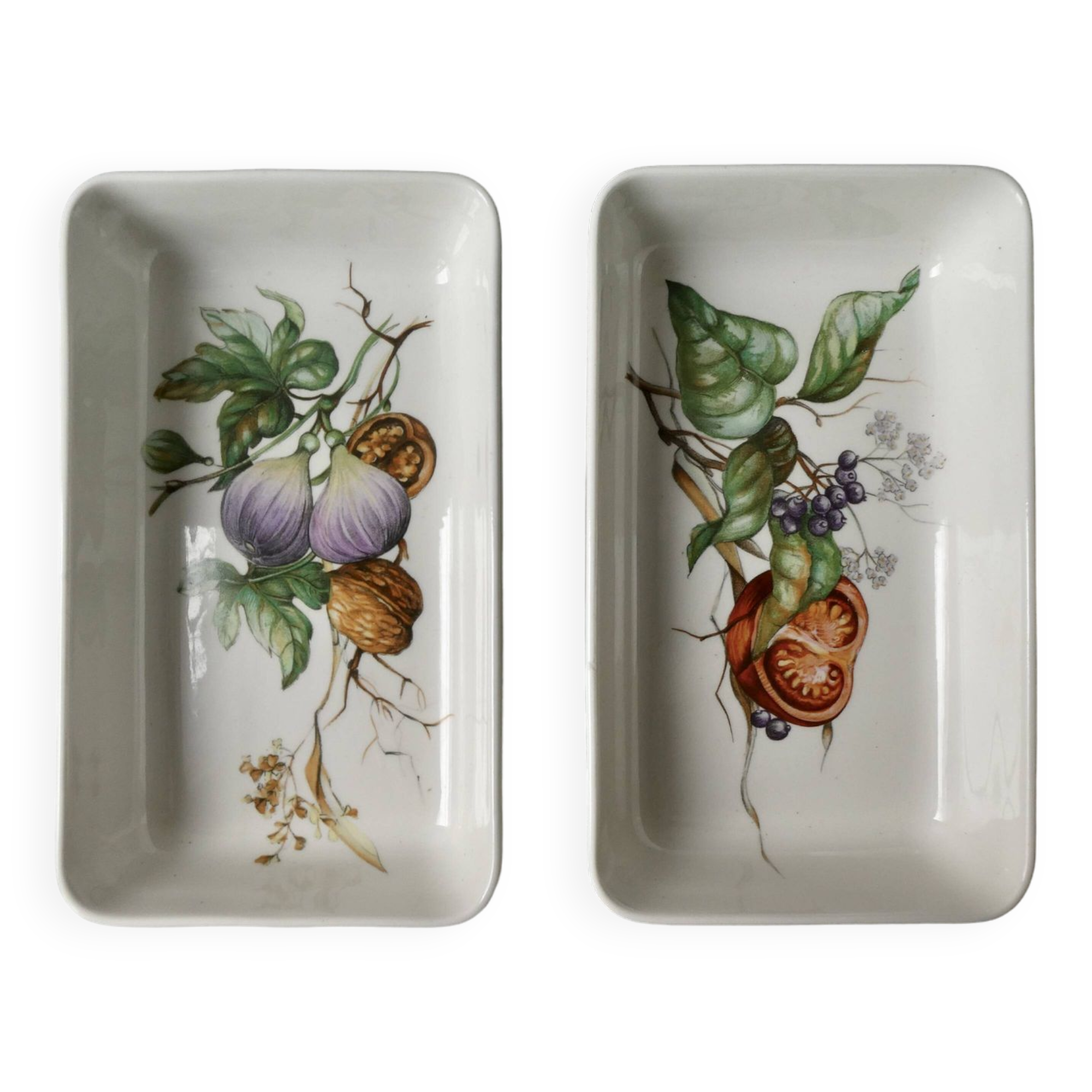 2 small Villeroy & Boch dishes, naturalist decor