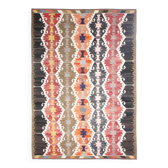 9x12 Geometric Style Turkish Vintage Kilim Rug, 264x383Cm