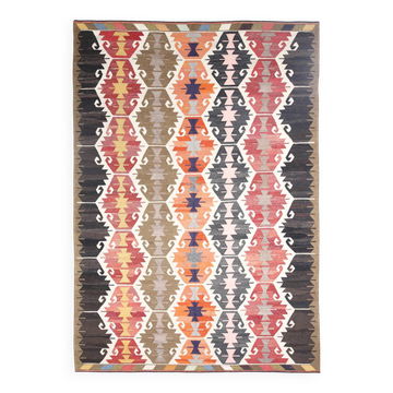 Tapis kilim vintage turc de style géométrique 9x12, 264x383 cm