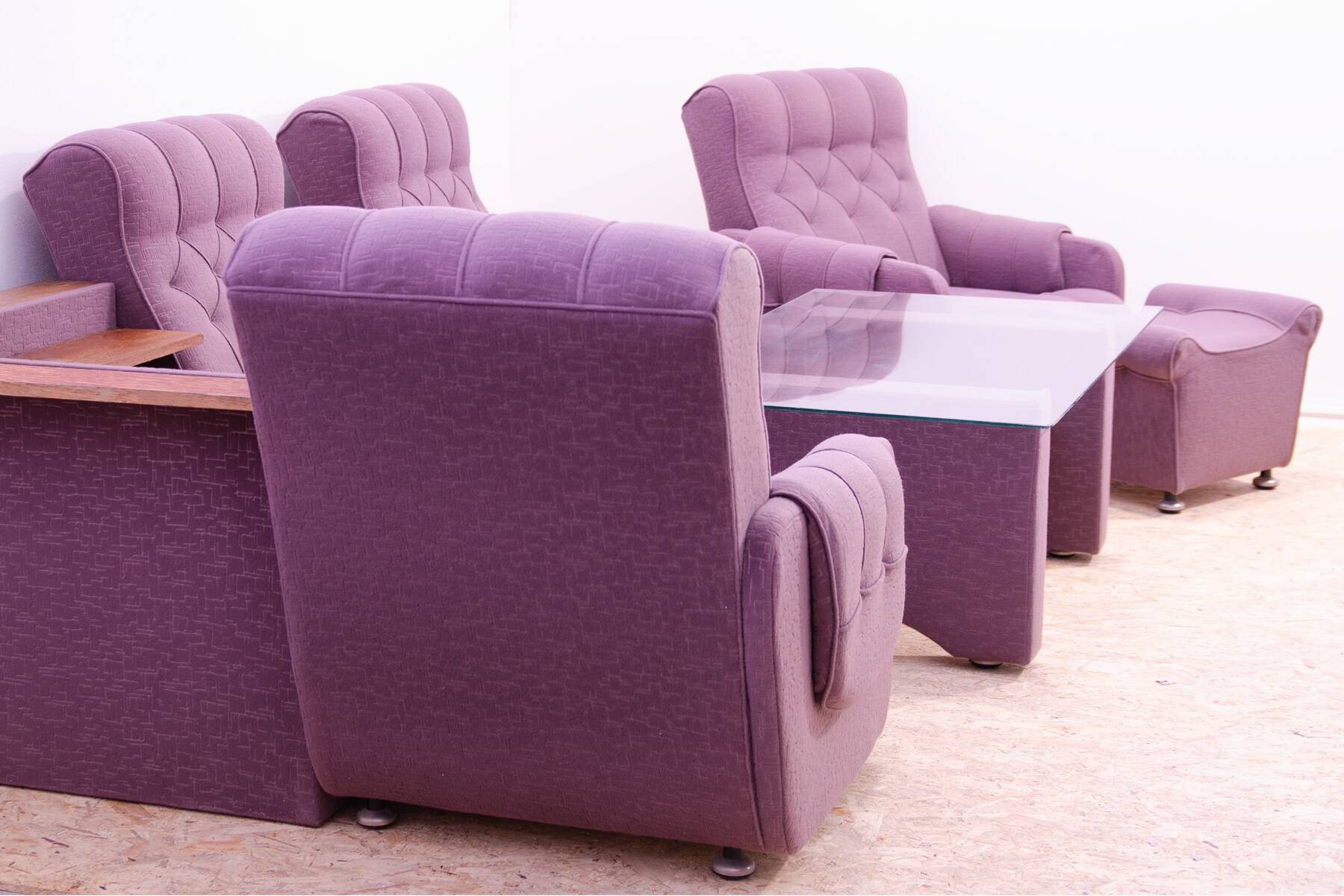 Ensemble de salon vintage bloc de l'Est, Tchécoslovaquie, 1980