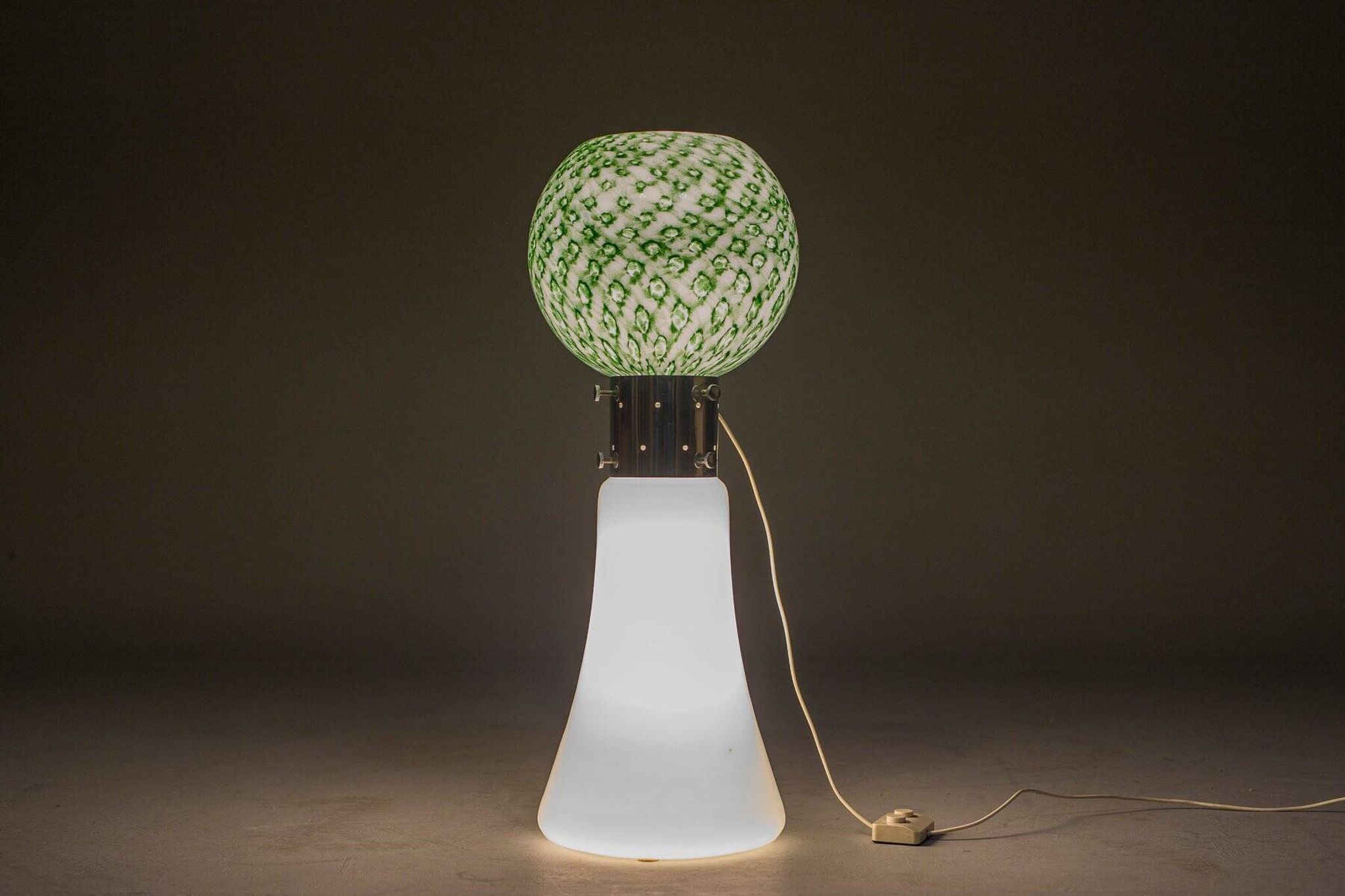 Murano floor lamp in green glitter glass attributed to Mazzega, 1960s
