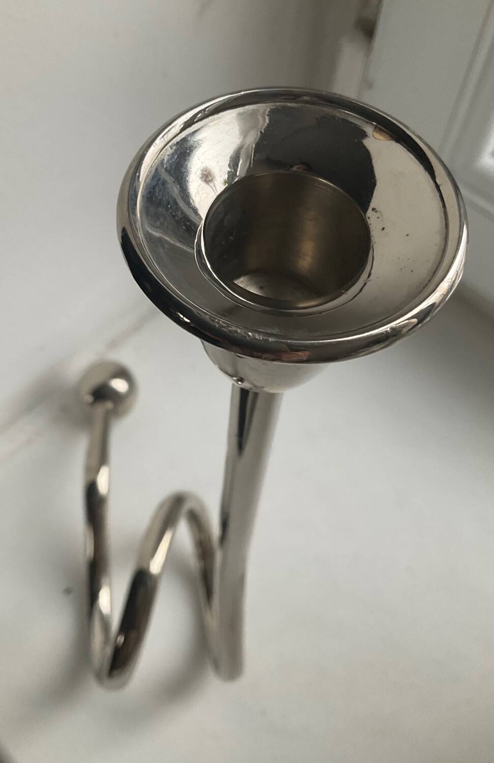 Vintage silver metal candle holder