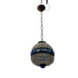 Crystal Beaded Bronze Light Pendant 1950’s