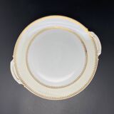 Plat à gâteaux en porcelaine de Limoges liseré jaune et doré