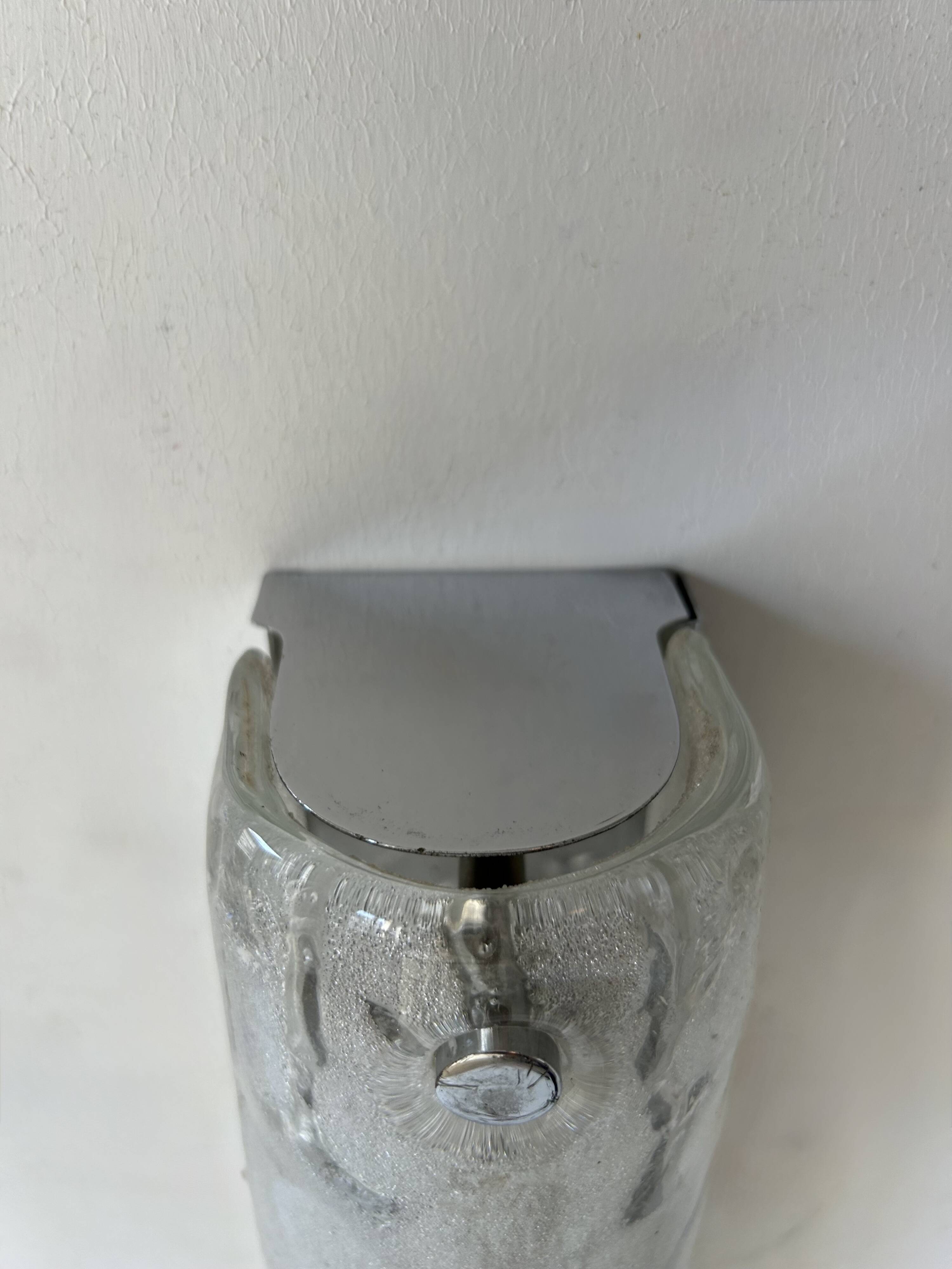 Paire d'appliques vintage en verre murano et métal chromé, Italie, 1960