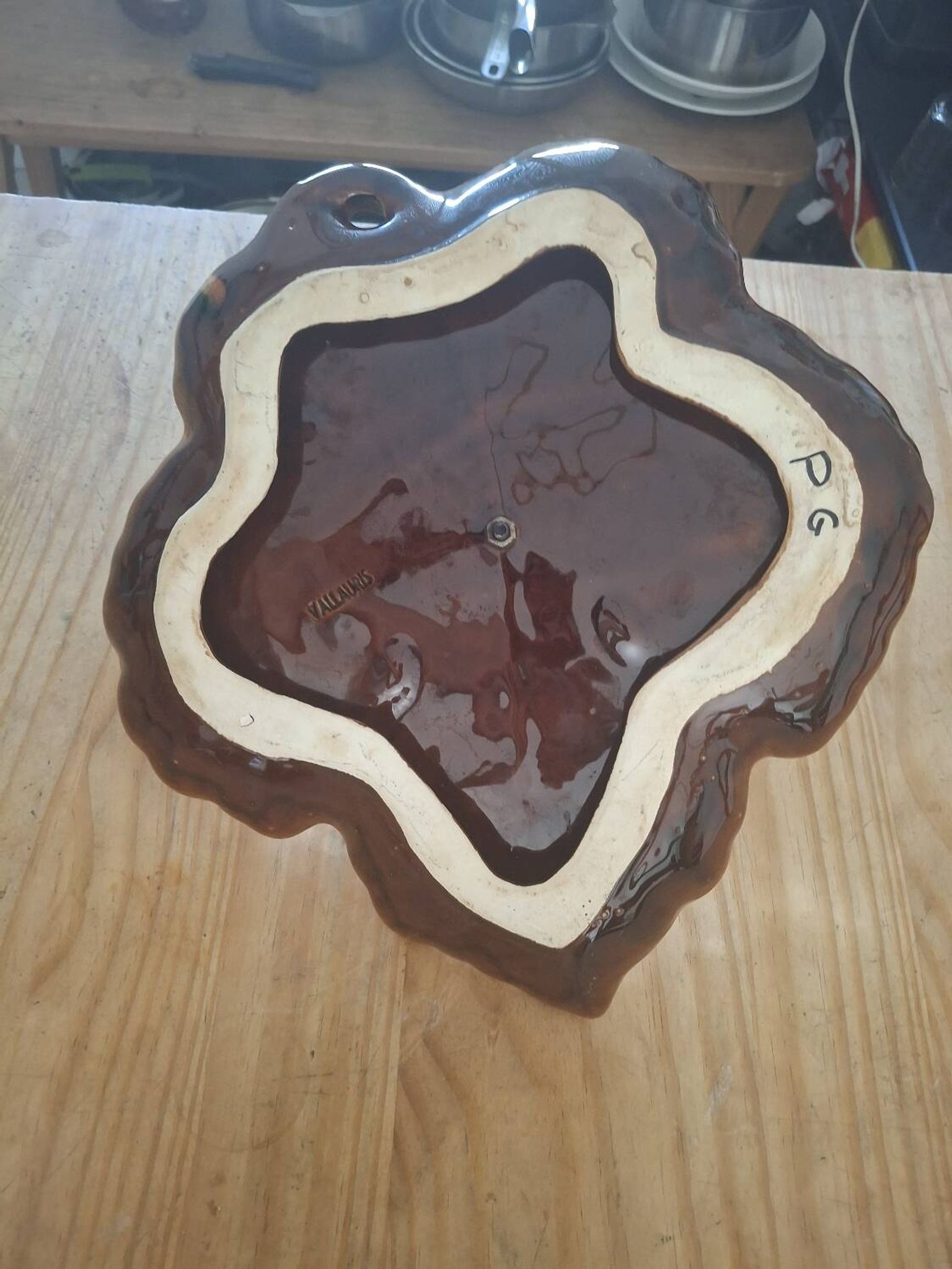 Vintage Vallauris ceramic plate - vine leaf