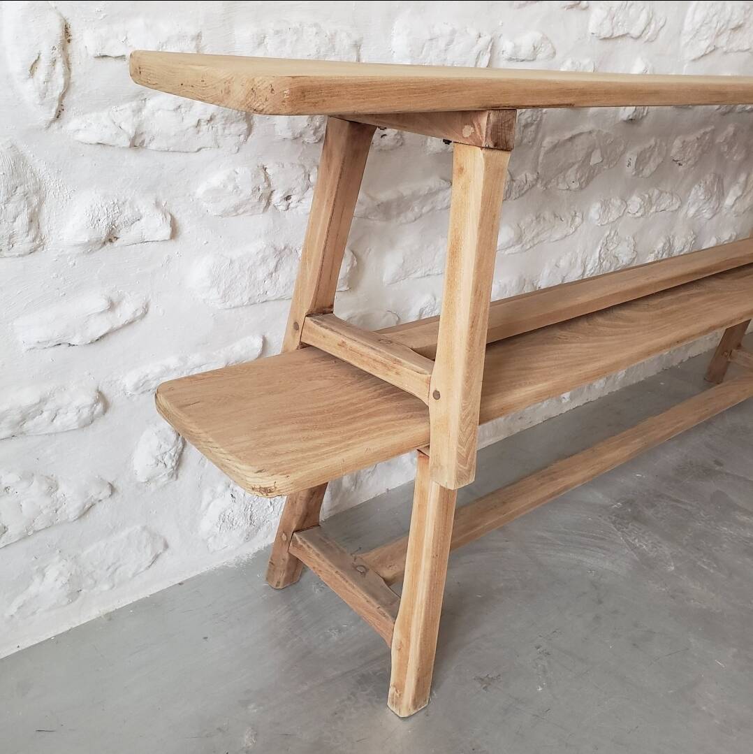 Pair of solid oak benches
