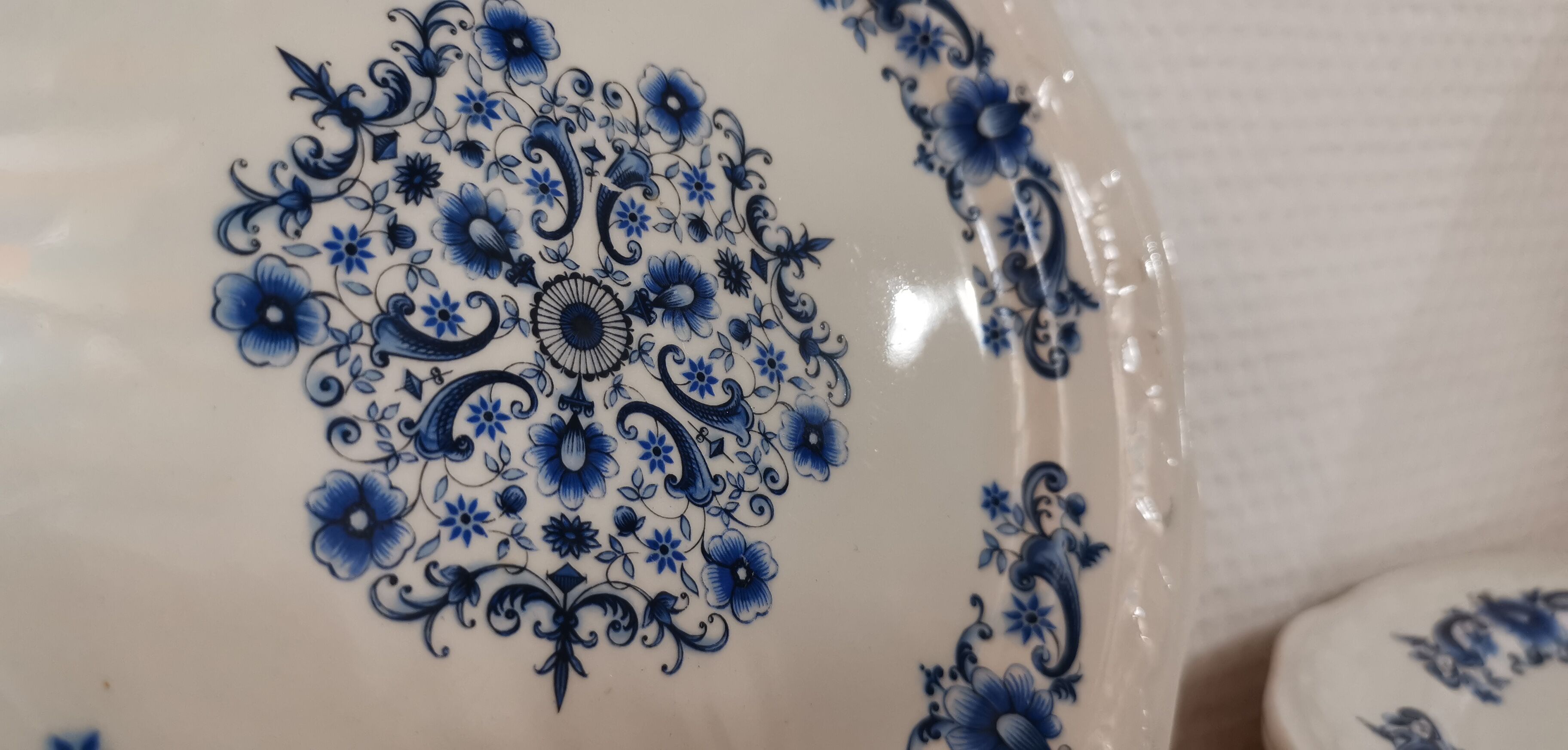 Set of 8 old dessert plates in French earthenware Moulin des Loups from the 50s