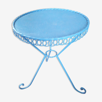 Table vintage circulaire en fer forgé