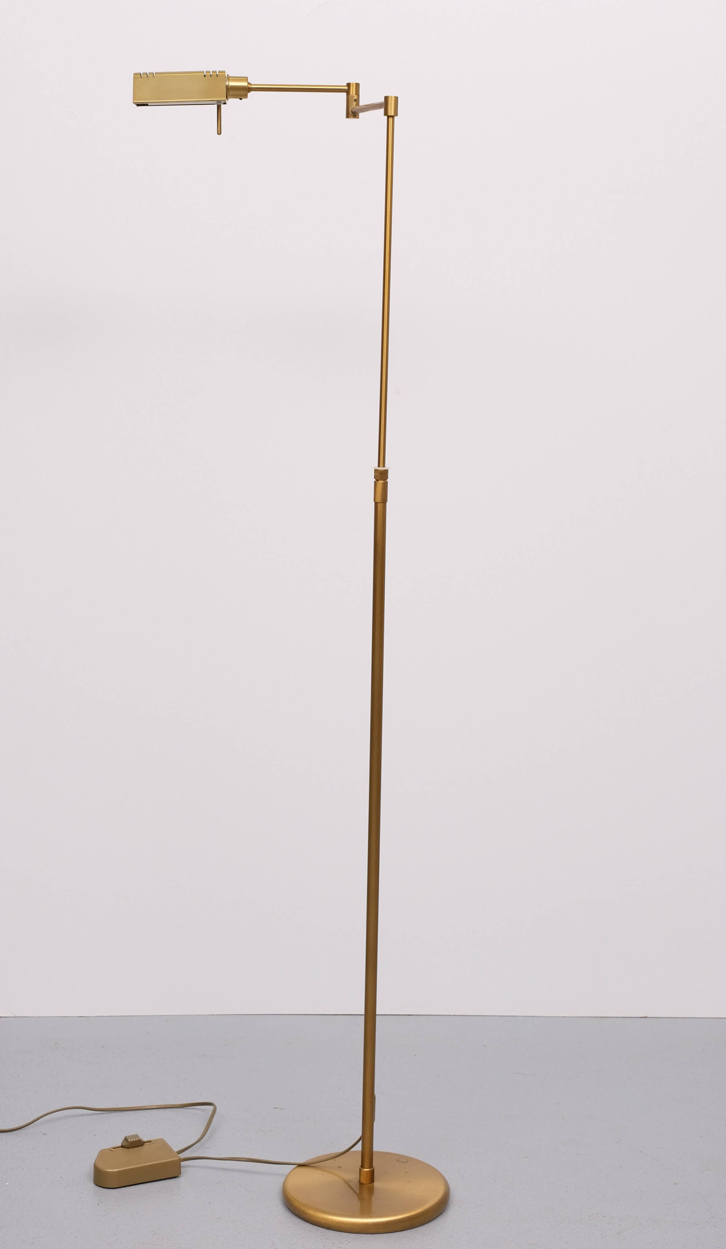 Holtkoetter Swing Arm Brass Floor lamp 1980s Germany