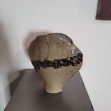 Old large brutalist stoneware ceramic vase odile pichon 60s