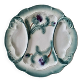 Assiette à artichauts Digoin en barbotine faïence majolique