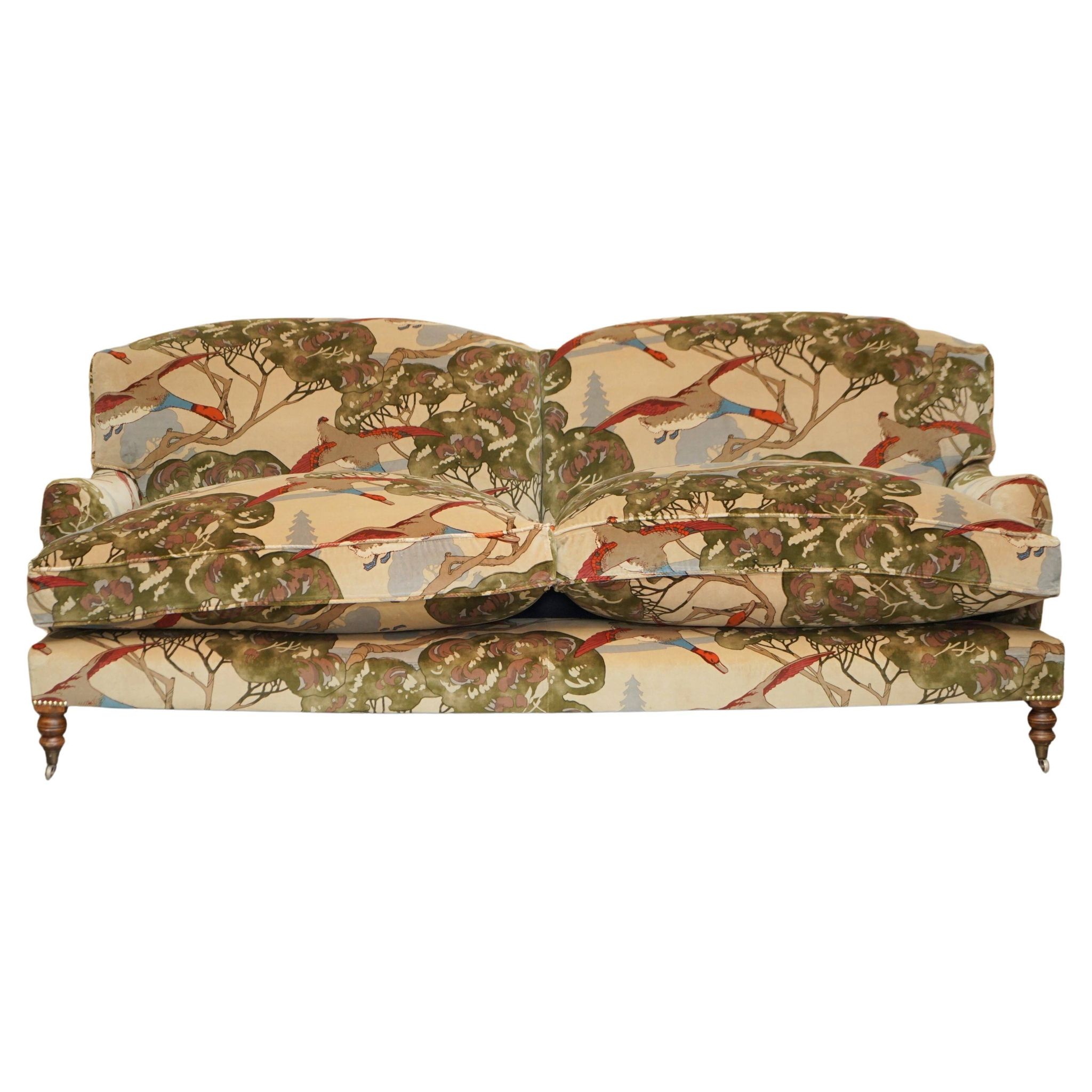 George Smith Signature Scroll Arm Velvet Sofa