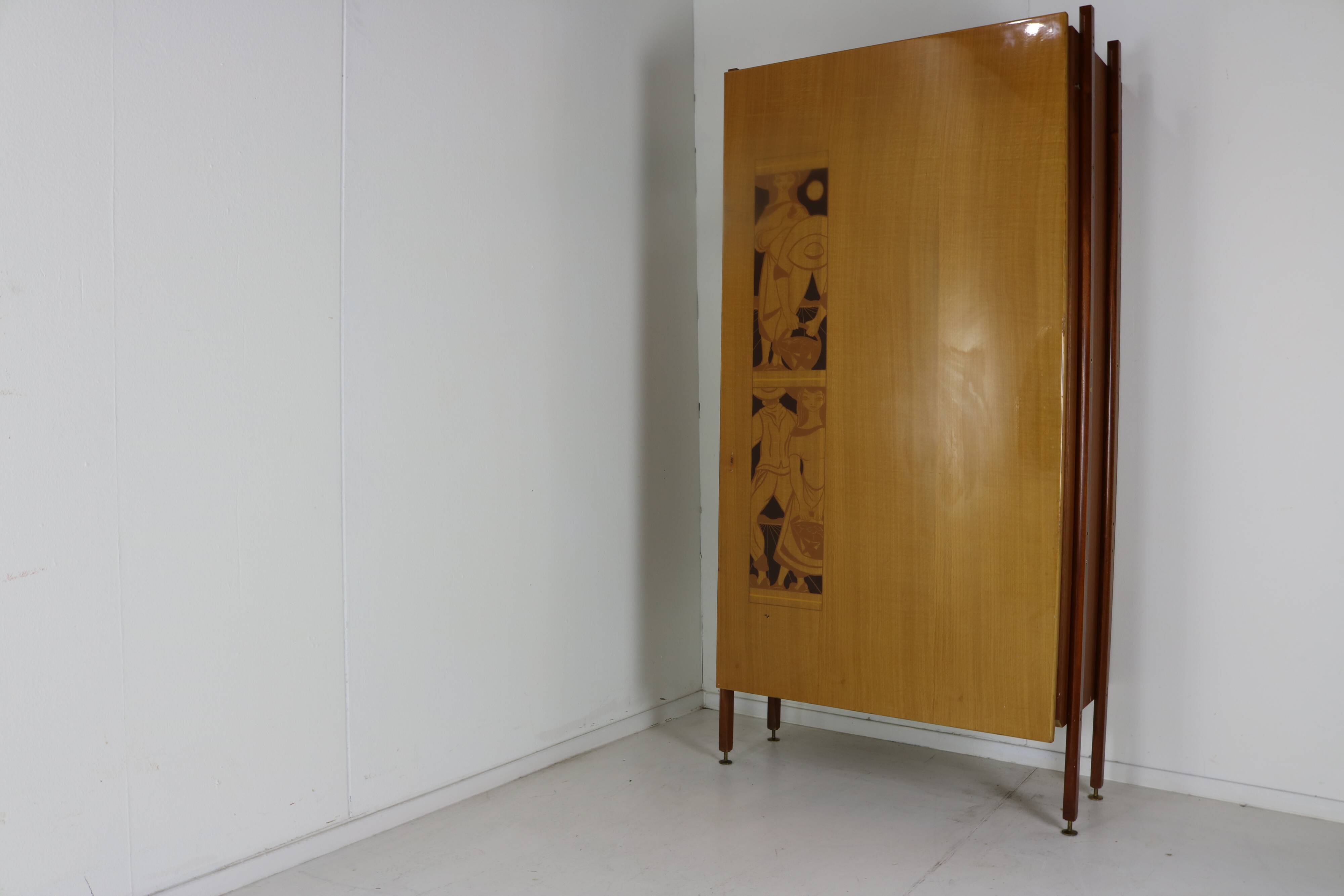 Ingenious sixties wall bed cabinet by C. Princic Gorizia Italy