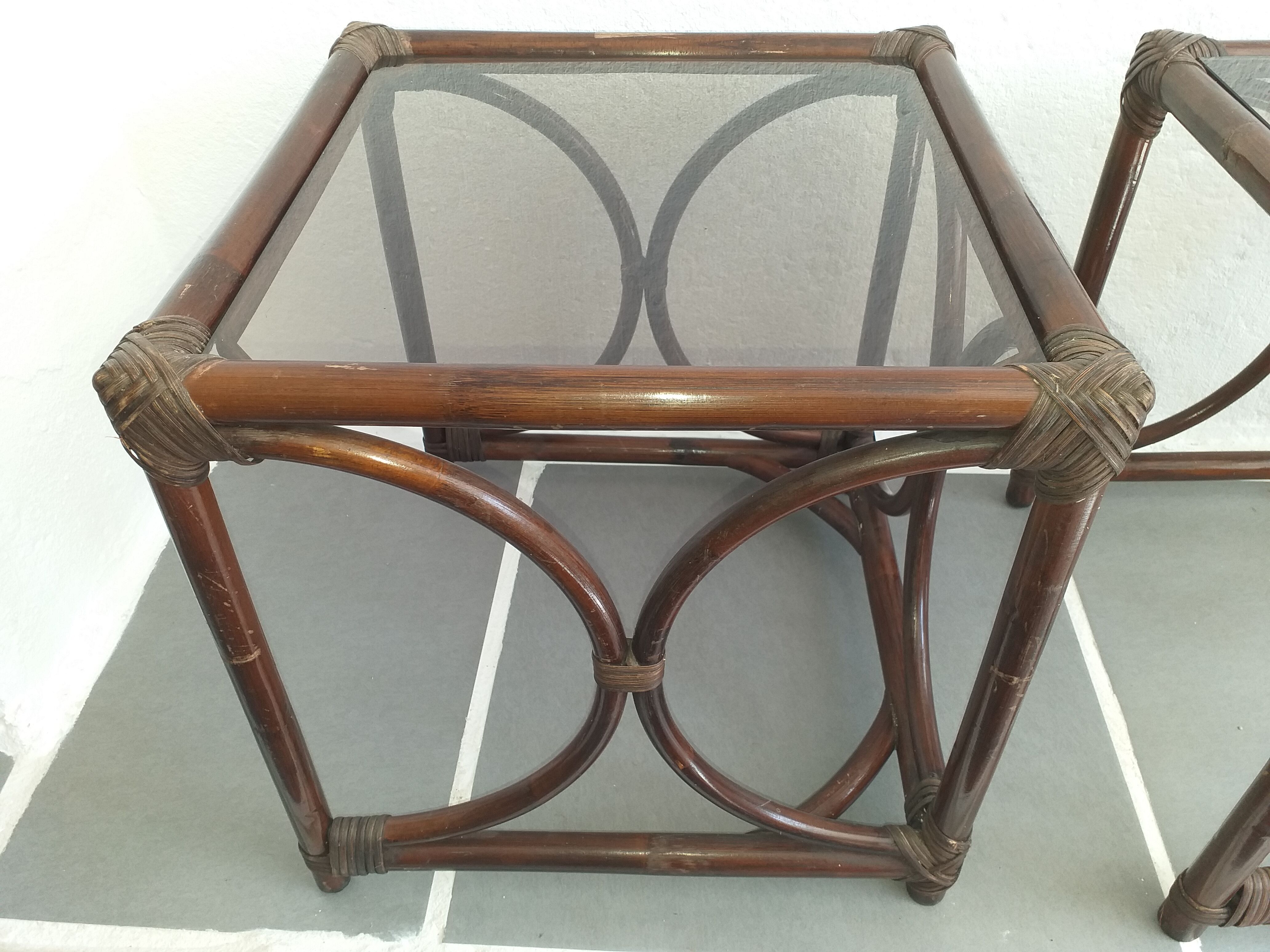 Rattan bedside tables