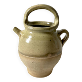Ancienne petite cruche chevrette en grès émaillé ocre