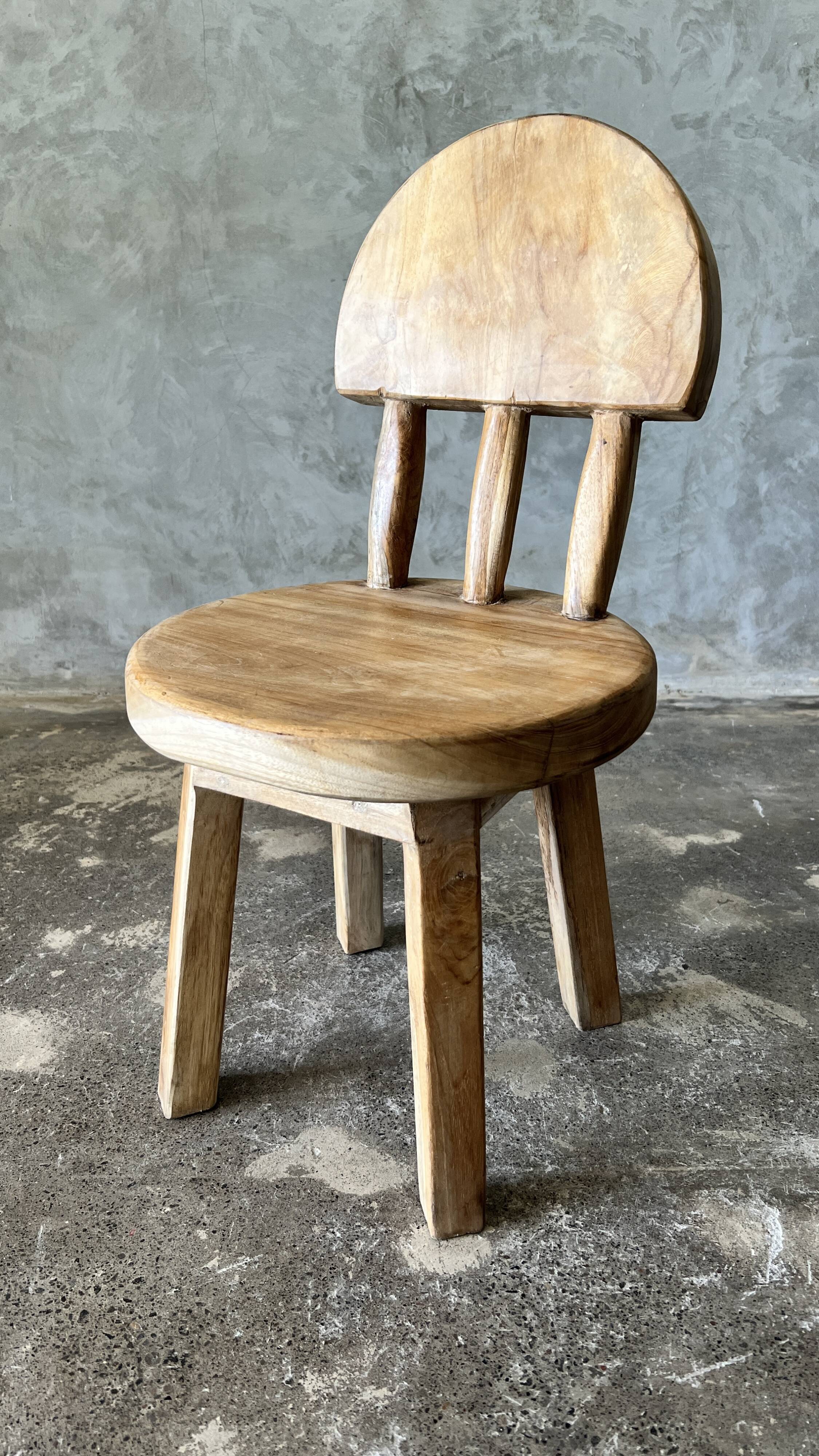Small child's chair in natural blond teak back with three bars