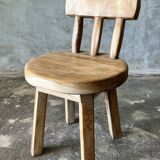Small child's chair in natural blond teak back with three bars