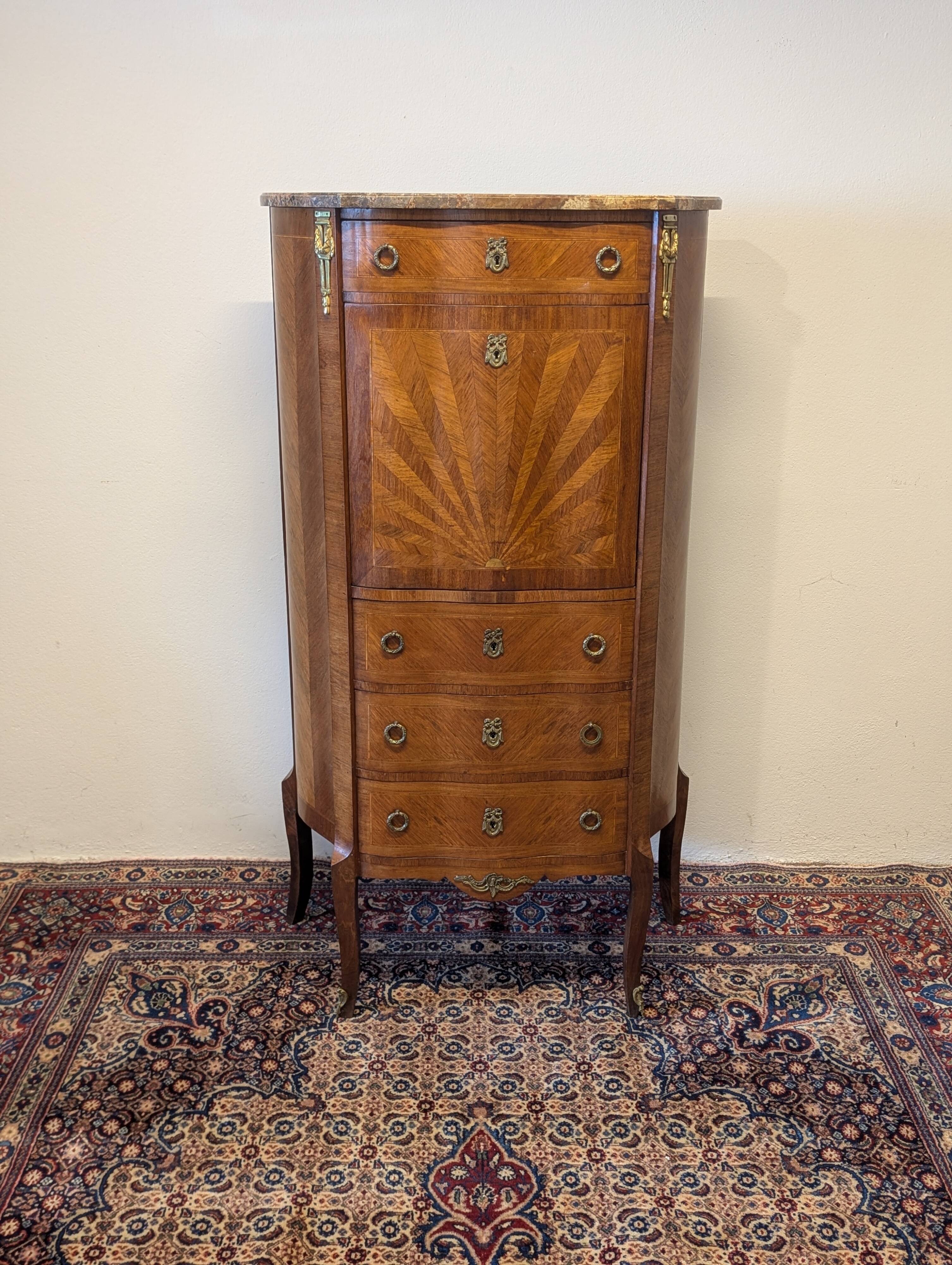 Secretaire style Louis XV en marqueterie