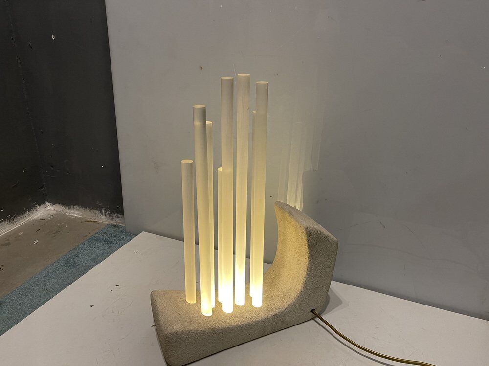 Acrylic Stone Table Lamp, 1980s
