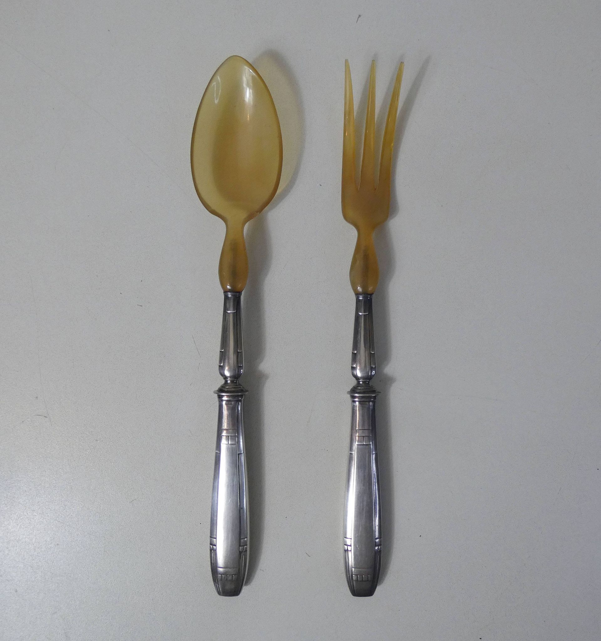 Silver metal salad cutlery 1st title + box