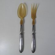 Silver metal salad cutlery 1st title + box