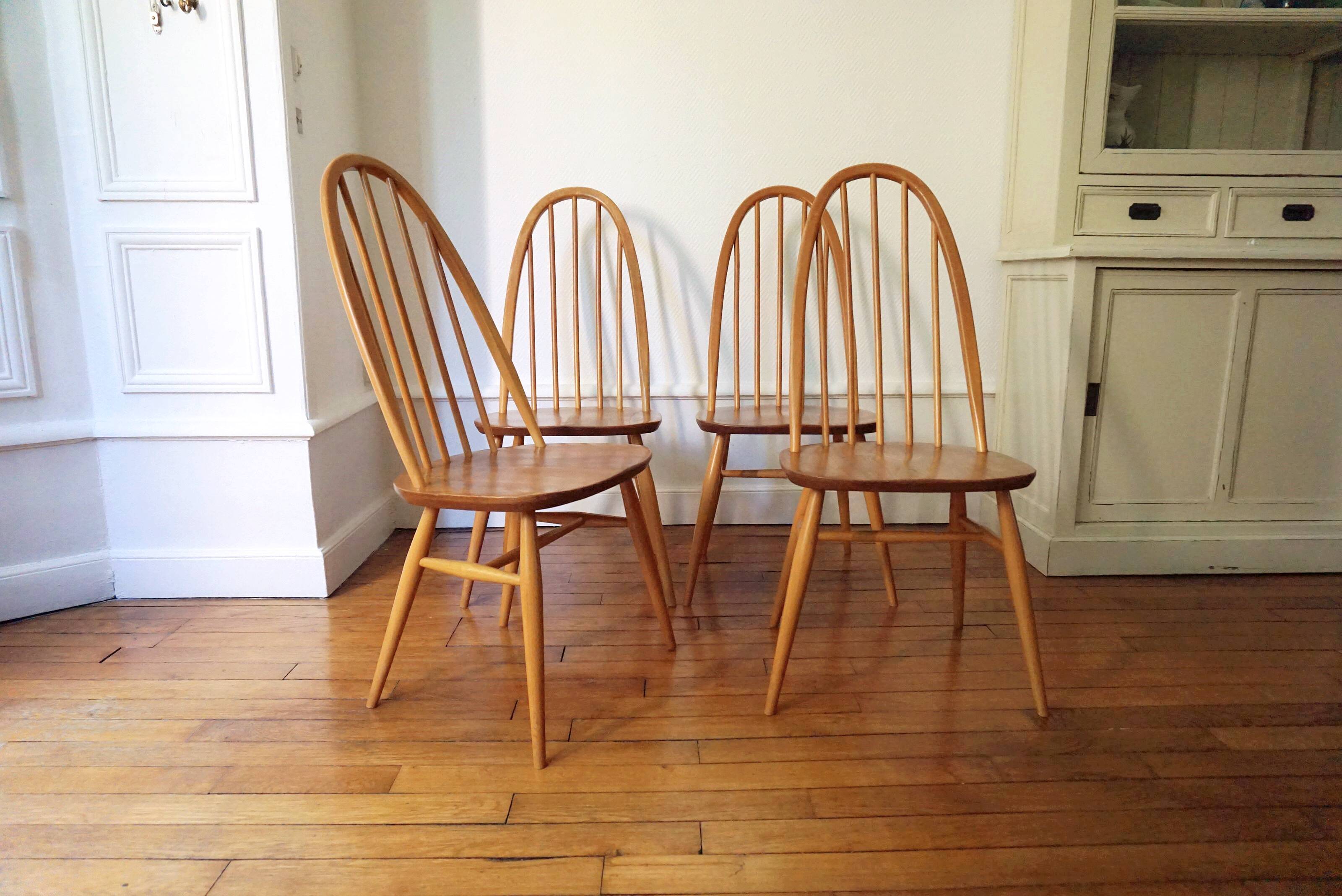 4 Ercol chairs natural wood