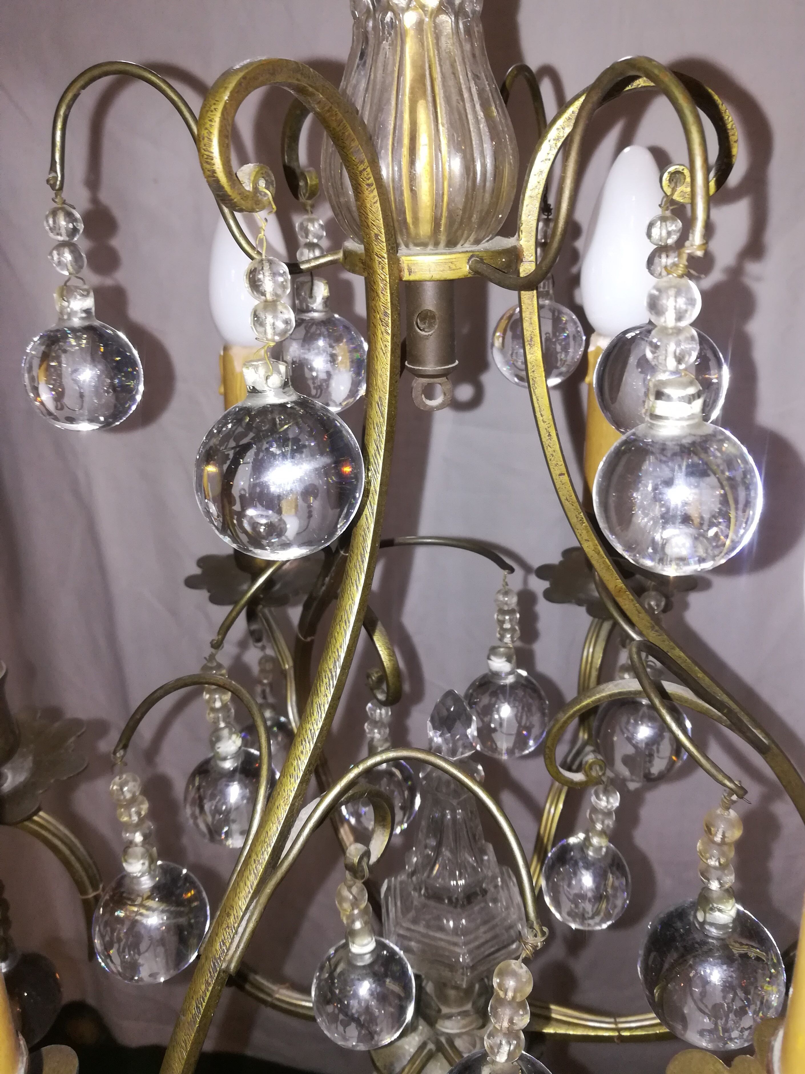 Bronze chandelier and stamps balls