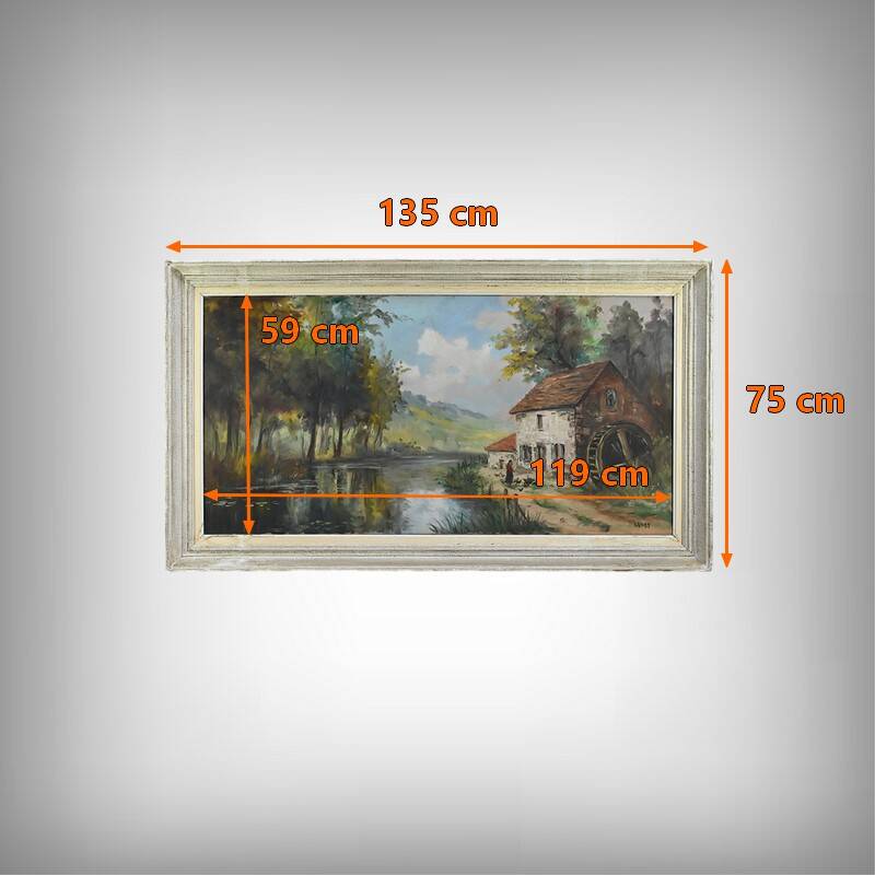 Large Painting “The Mill”, signed Reney – Part 1 of the 20th century