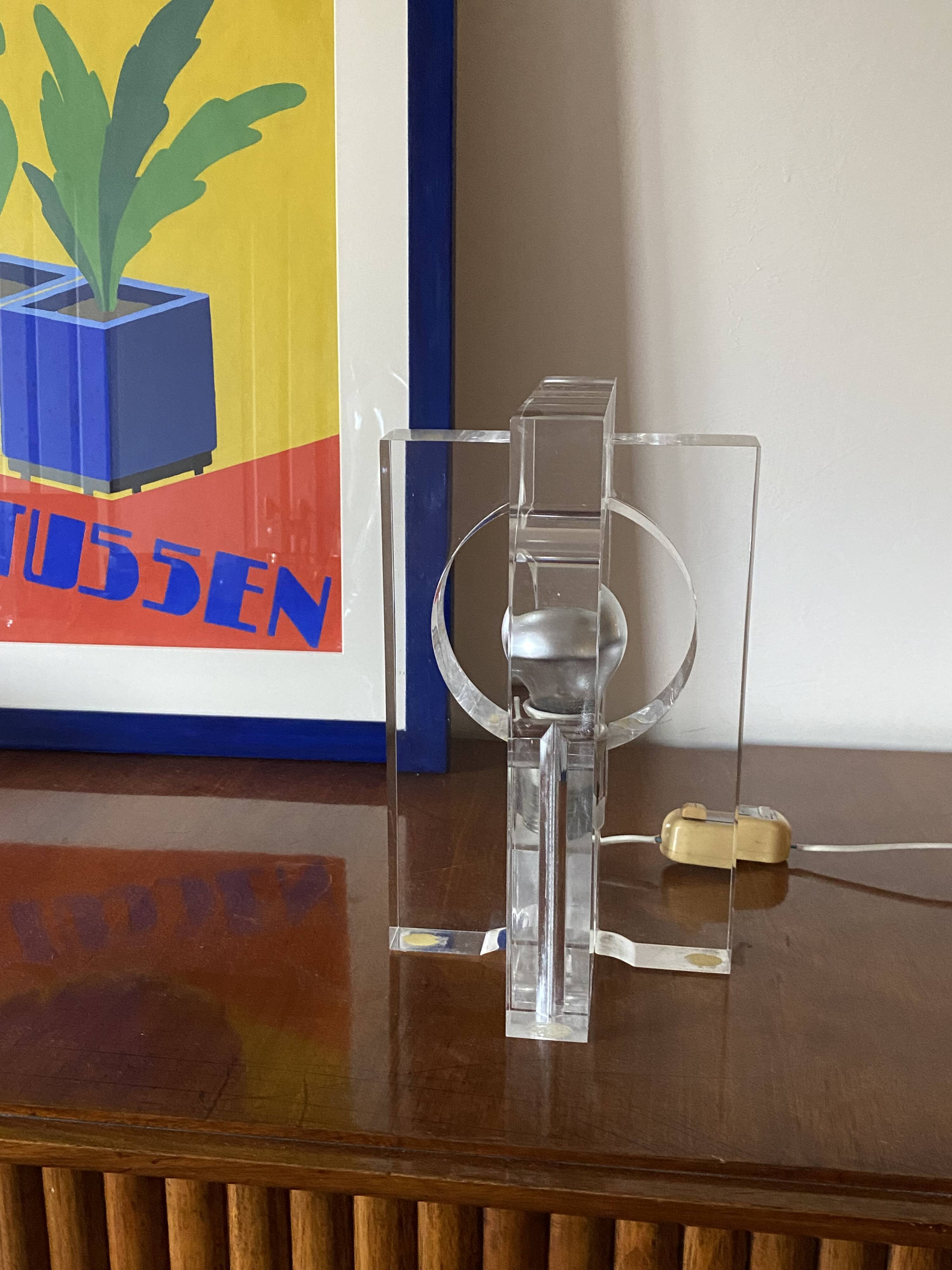 Sandro Petti, sculptural lucite table lamp, Maison Jansen France 1970s