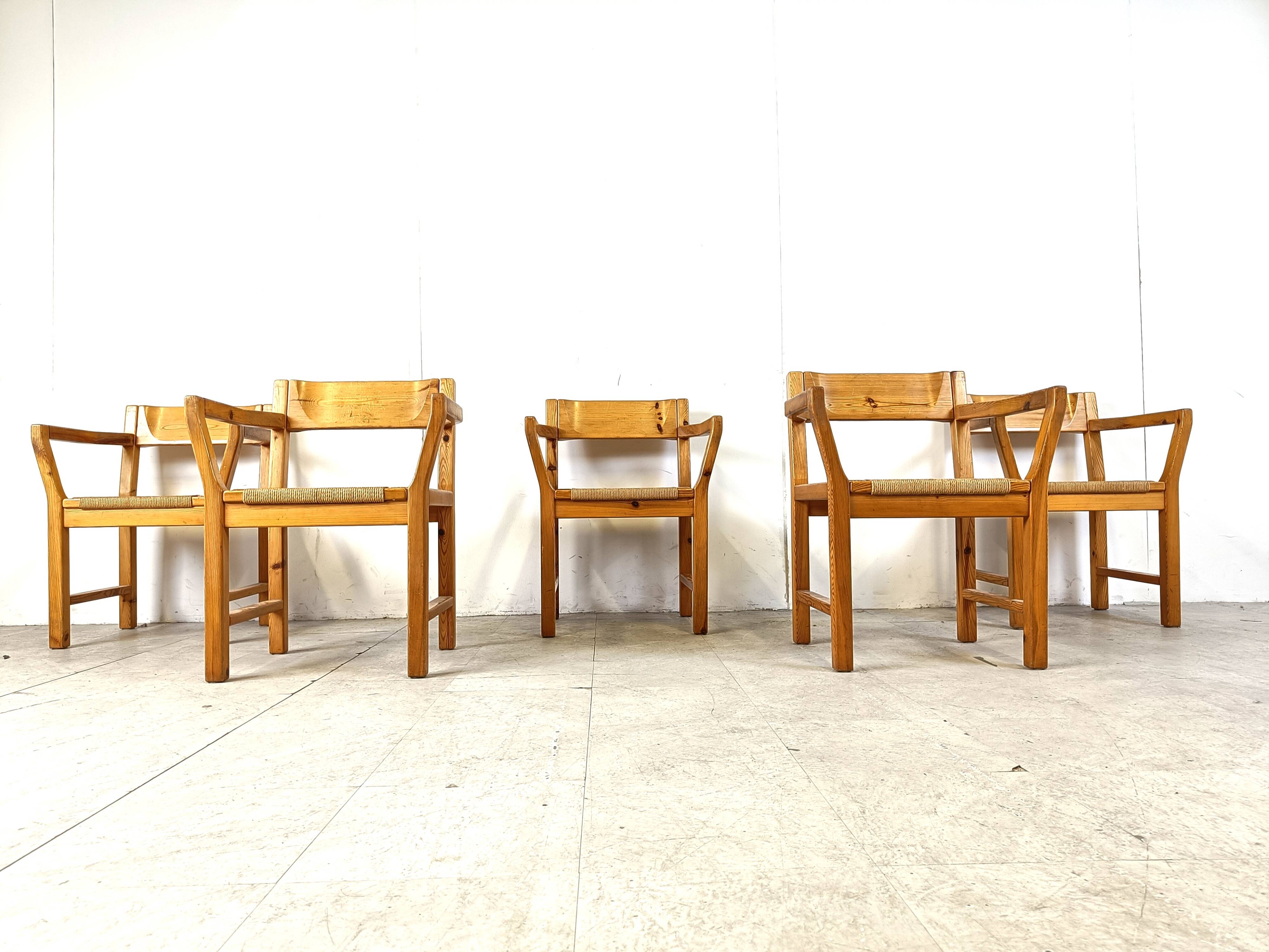 Vintage scandinavian pine wood dining chairs, 1960s by GM Mobler