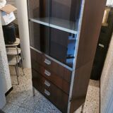 Rosewood and chrome display cabinet, 1970s-80s.