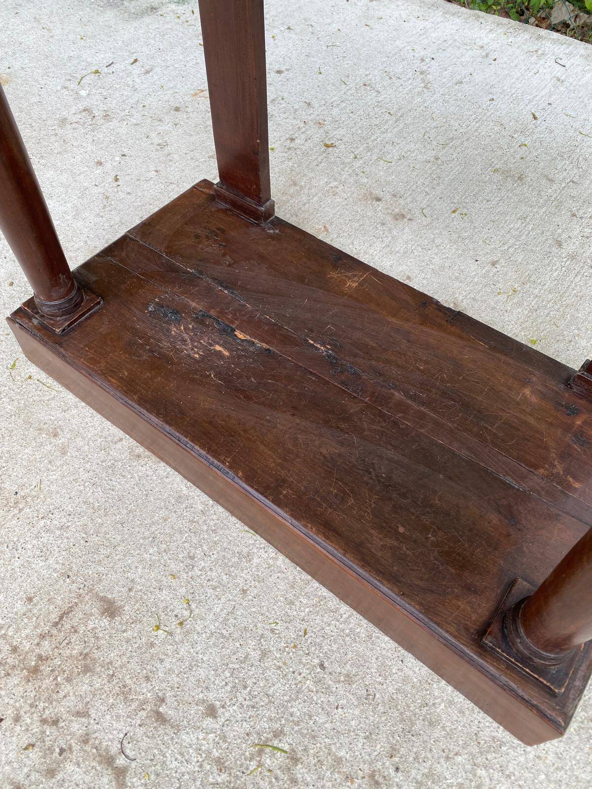 19th century empire console, solid wood and gray marble