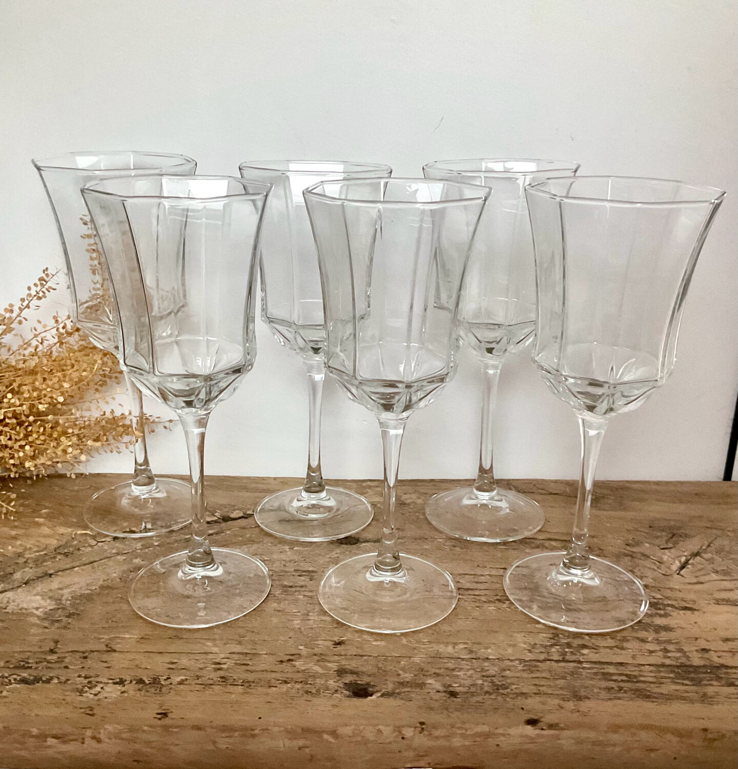 6 "octime" stemmed glasses by Luminarc France