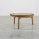 Table moderne en bois de cèdre et verre, Italie fin du 20e siècle