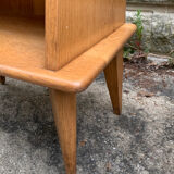 Pair of bedside feet compass solid oak vintage 1950