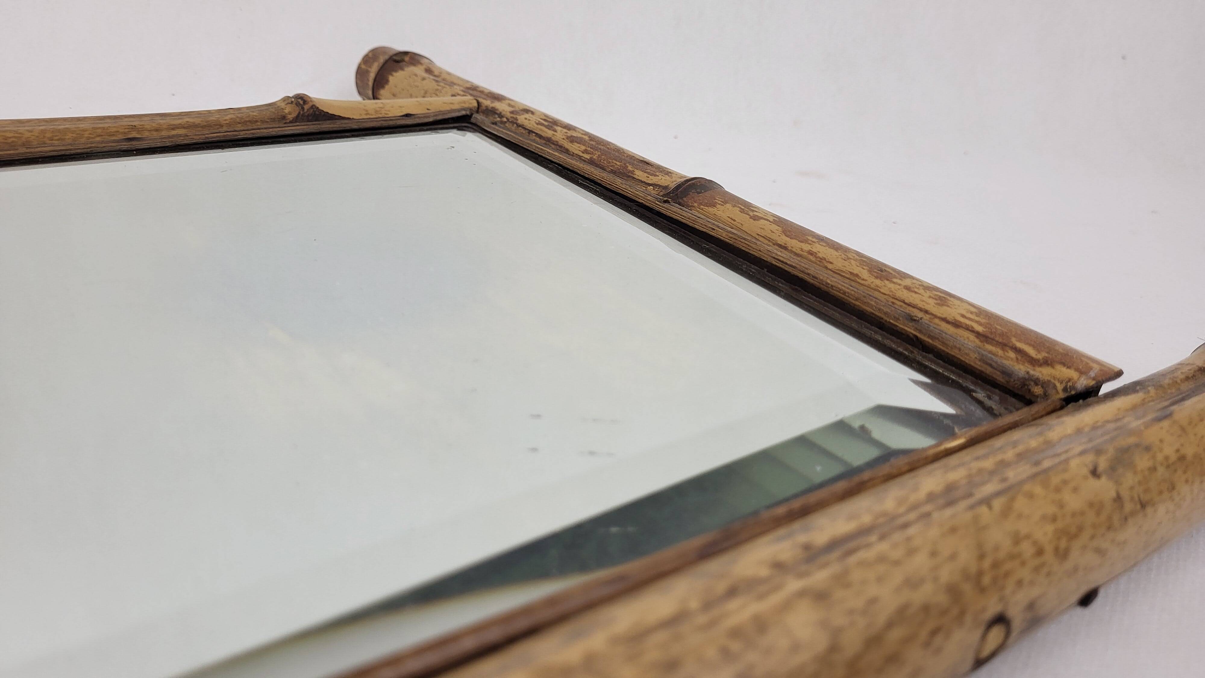 Beveled bamboo mirror, early 20th century