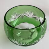 Green and chiseled crystal bowl
