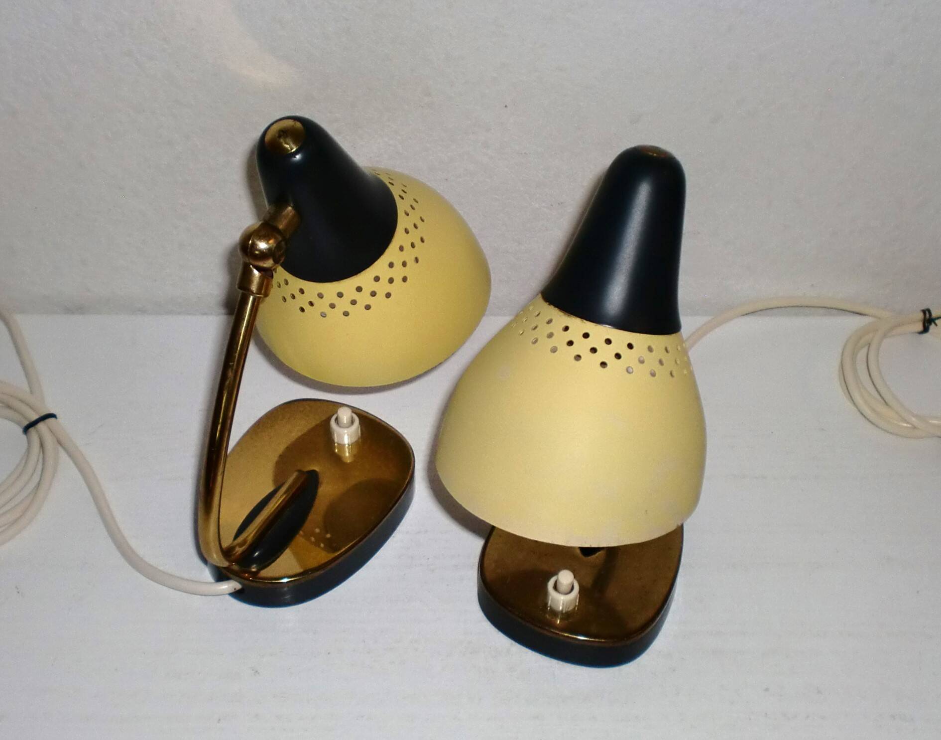Pair of 1950s Design Bedside Table Lamps Art Nouveau, Stilnovo, Rockabilly