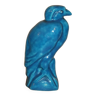 Oiseau, rapace bleu craquelé en céramique