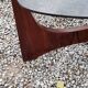 Designer coffee table by Hugues Poignant in rosewood and smoked glass from the 70s