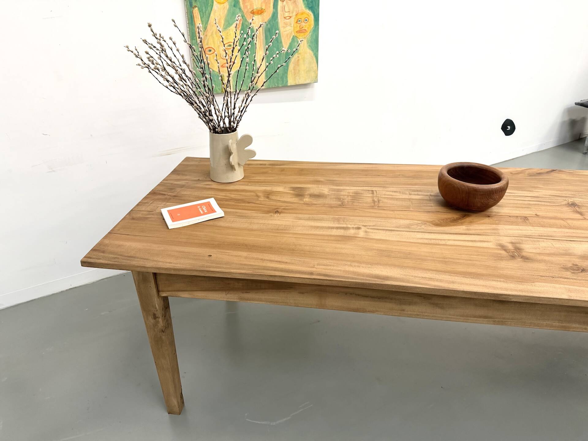 XXL solid walnut table with tapered legs