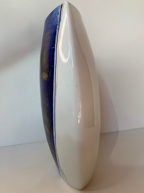 VASE Limoges porcelain flattened gilded shape