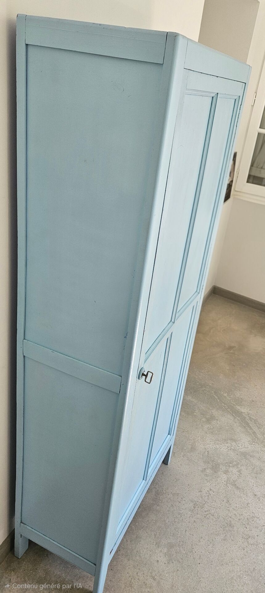 Armoire parisienne àcienne lingère meuble rangement vintage bleu