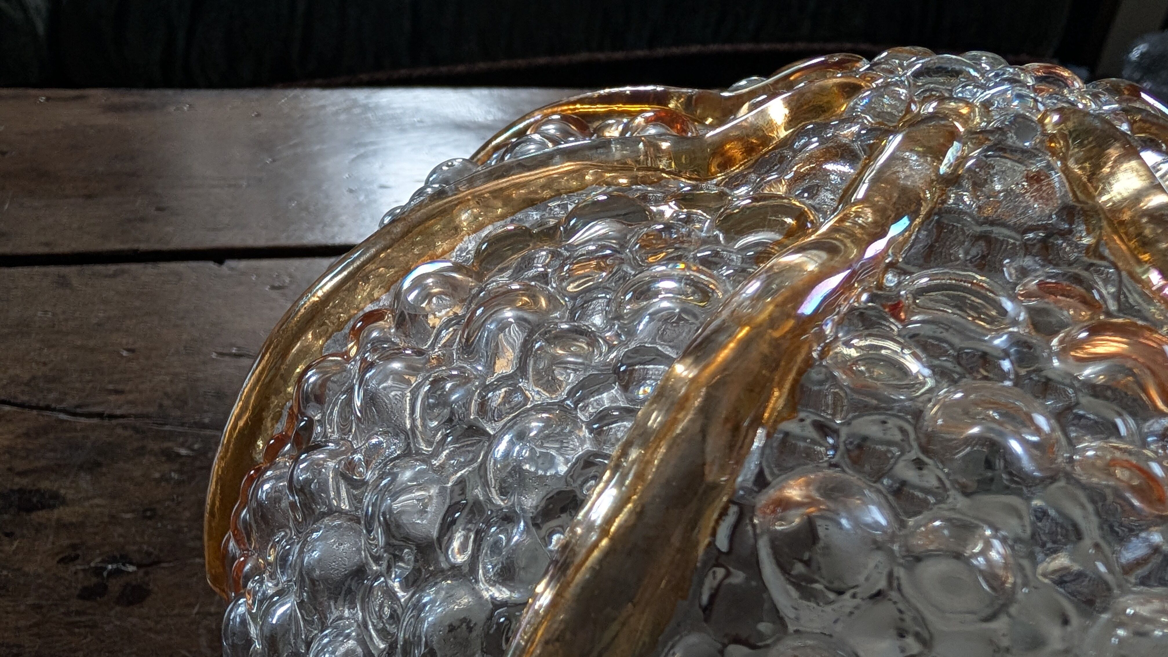 Ceiling light / bubble glass wall light amber 1970s
